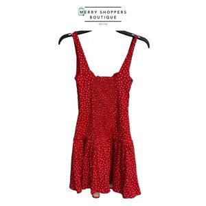 Red Star Print Button-Front Mini Dress